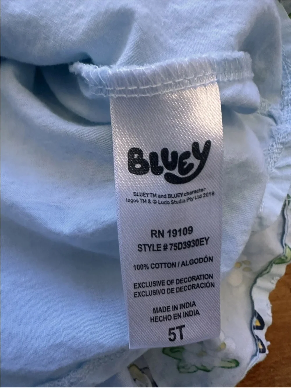 Bluey 5t Light Blue Floral & Character Tiered Sundress